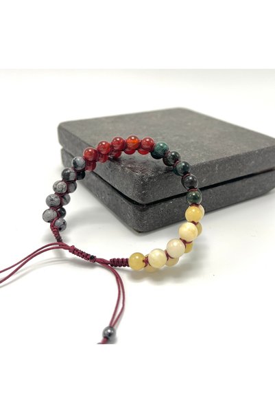YILDIZ DOĞAL TAŞ Certified Leo Zodiac Natural Stone Double Row Macrame Bracelet