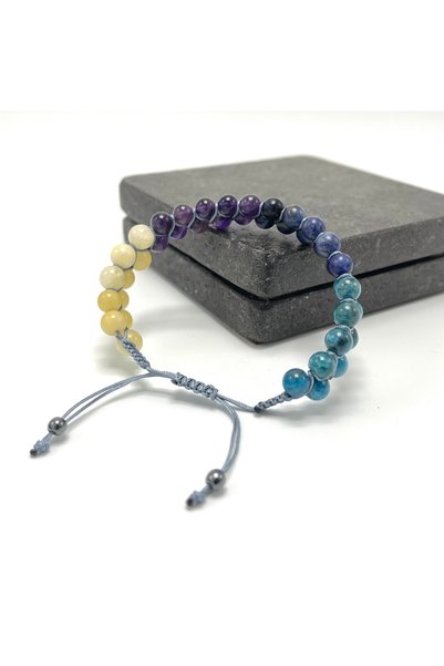 YILDIZ DOĞAL TAŞ Certified Pisces Zodiac Natural Stone Double Row Macrame Bracelet