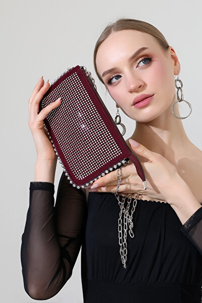 BALANZ Bordo Women's Bag with Chain Strap, Stone Detail Mini Shoulder and Han...