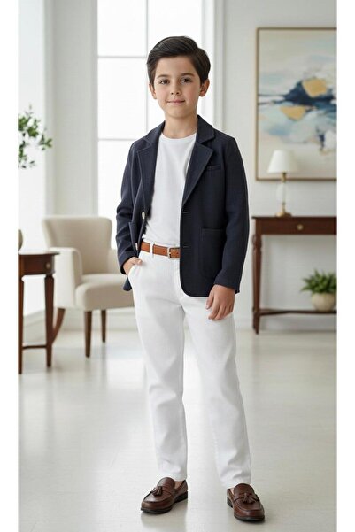 STAR GOGO KİDS Boys' Premium Organic Linen Jacket