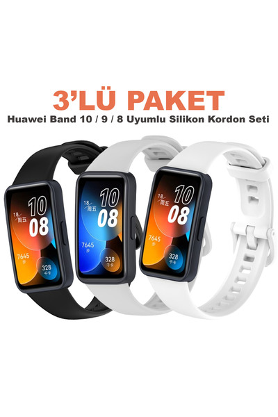 Dexmon Huawei Band 10 / 9 / 8 Compatible 3-Pack Silicone Cord Set with Buckle...