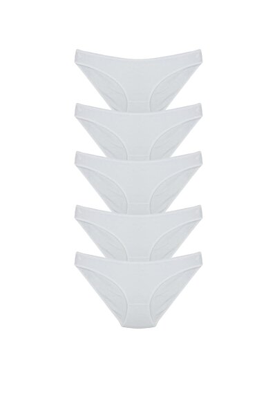 Roft & Pink Women's 5-Piece White Heart Bikini 100% Cotton Panties Made in Tu...