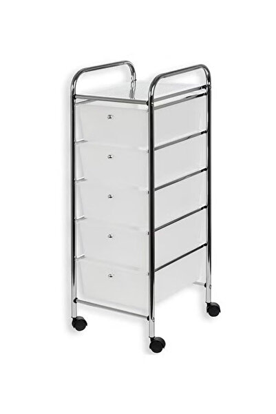 Cady One Rolling storage cart with 5 plastic drawers and wheels, 5-tier remov...