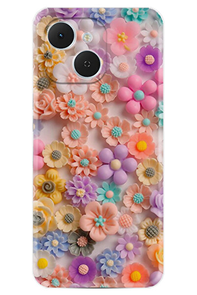 TECNO Spark 40C (KM4n) Kılıf Boutique Baskılı Resimli Rengarenk Papatyalar Pc...