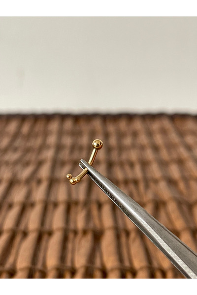 Rupen Kraft 316 L Cerrahi Çelik 3 Top Tasarım Altın 10m x1,2mm Kaş Daith Snug...
