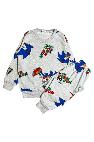 Pajama Shop Boys' Cotton Fabric Gray Color Hedgehog Pattern Long Sleeve Fleec...