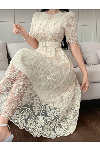 Noura Kadın Dantel Zarif Elbise