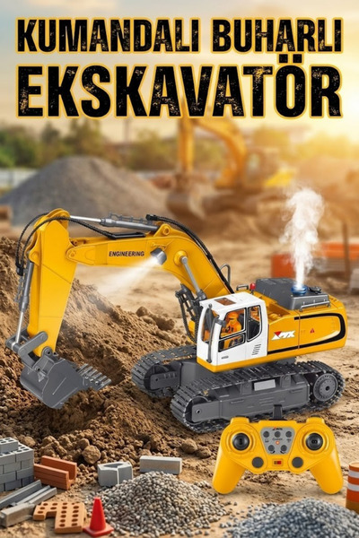 craftivio Uzaktan Kumandalı Şarjlı Kepçe - Metal Başlıklı Buharlı Işıklı ve S...