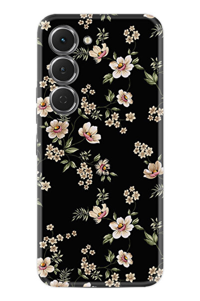 TECNO Spark 40 Pro (KM6) Kılıf Boutique Baskılı Resimli Siyah Fon Çiçek Pcode...