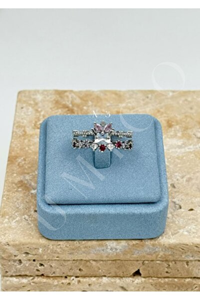 LUMİCOTAKI Tarnish-Free Steel Stone Silver Princess Ring (Single / Set of 3) ...