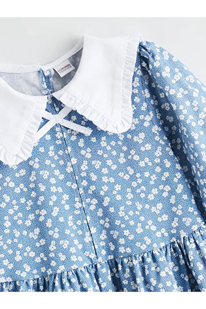 LC Waikiki Rochie pentru fetiță LCW Kids Blue guler tip Peter Pan Floral