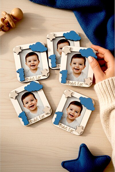 aze kids 1 Yaş Kişiye Özel Bulut Yıldız Temalı Magnet İsimli Bebek Doğum Günü...