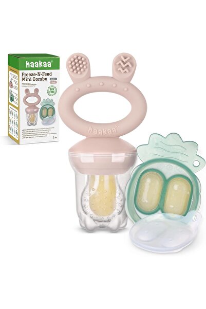 Haakaa مجموعة أدوات تغذية طعام الفاكهة للأطفال مع صينية تجميد صغيرة، وقوالب م...