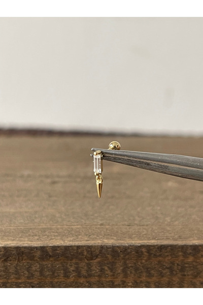 Rupen Kraft 925 Ayar Gümüş Altın Renk Spayk Helix Tragus Kıkırdak Piercingi G...