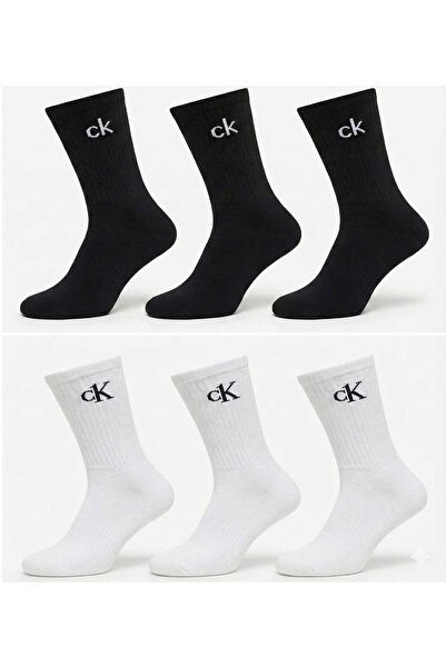 OEM Unisex long ribbed socks set, 6 pairs, White/Black, One Size