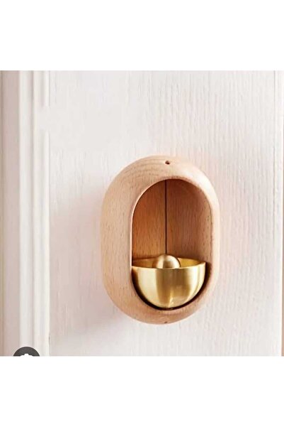 CEPHOME Ahşap Manyetik Kapı Zili Çanı – Pirinç Kaseli, Kablosuz Dekoratif Gir...