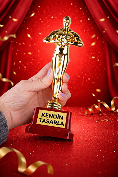 cekud tasarım baskı Kendin Tasarla Oscar Heykel – Kişiye Özel Ödül Kupası, De...