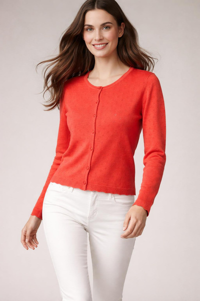 Digz fashion %100 Organic Cotton Nar Çiçeği Triko Düğmeli Hırka