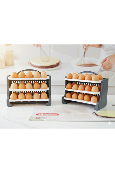 BAYSA 3 Katlı 30'lu Yumurtalık Standı Buzdolabı Düzenleyici Organizer