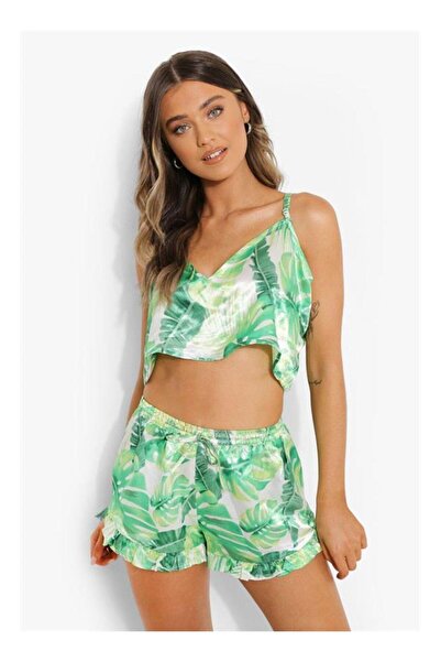 byasafkids Green Ruffle Shorts Pajama Set