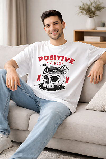 ArtYus Positive Vibes Printed Unisex Oversized T-Shirt