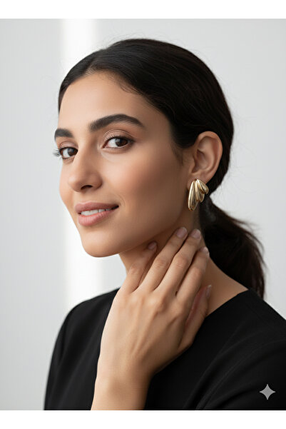 RMY MODA أقراط ذهبية أنيقة بنمط أوراق الشجر