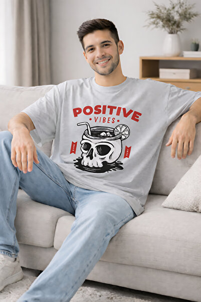 ArtYus Positive Vibes Printed Unisex Oversized T-Shirt
