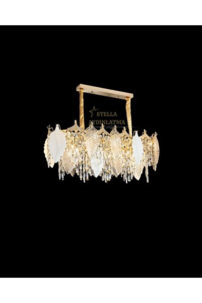 Stella GOLD Led Taşlı kristal ışıltılı Altın Rengi Yemek Masası avize Oturma ...