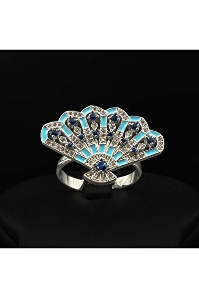 Generic Zircon ring, diamond-quality, special edition, mixed silver and navy ...