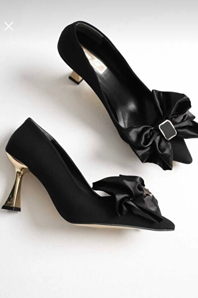 yezy shoes Satin Women's Thin Heeled Stiletto with Ribbon Detail