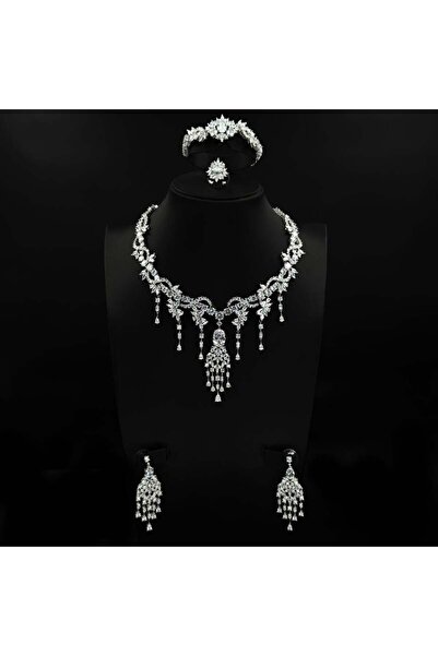 Generic Elegant silver zircon set, special edition, diamond-quality, 5 pieces...