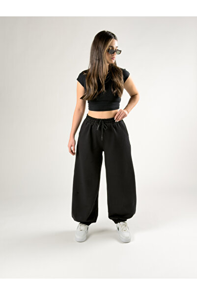 COCOPELLI Wide Leg Black Women's Baggy Pants Coc2728