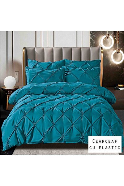 Patul Bed Linen 6 Pieces, Pleats, Fine Cotton, Sulphur, Double Bed, 2 Persons...