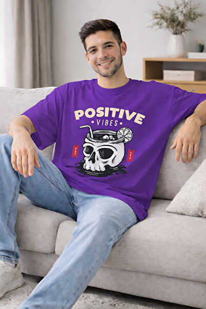 ArtYus Positive Vibes Printed Unisex Oversized T-Shirt