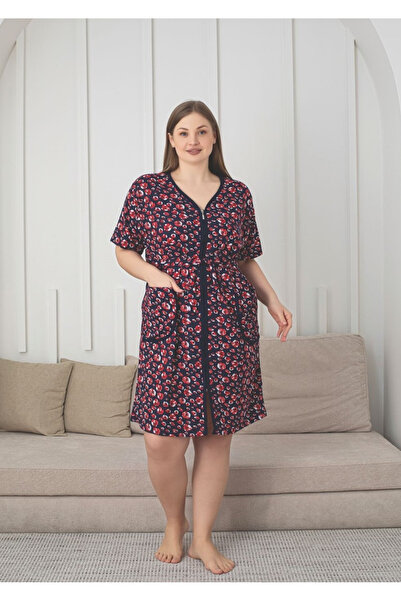 embody Lady's House Hood with Zip and Cord, Floral Pattern, Short Sleeve 8051