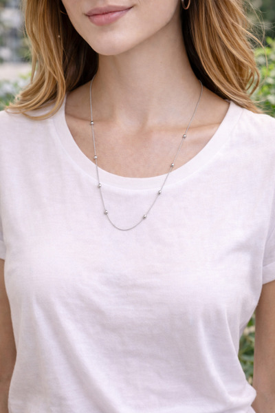 Arvital Premium Steel Minimal Ball Detailed Women's Necklace Gold Color & Silver Gray Tarnish-Free Stylish Design
