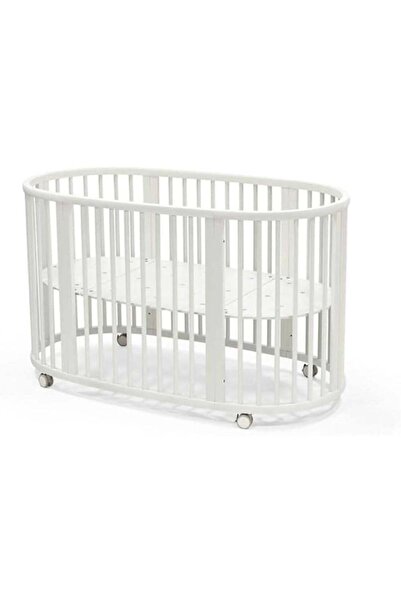 Baby Star Sleepy Bed, Oval White Bed for Children 0-5 Years, Adjustable, Stur...