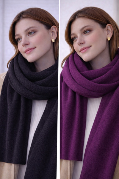 Noi Belis Women's Puffy Soft Textured Knitwear Scarf Aw25At0002