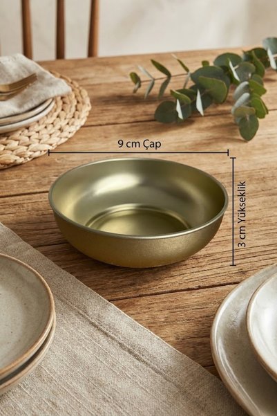 EVLE 12 Parça Gold Metal Çerezlik Ø9 cm – 12’li Set (Yükseklik 3 cm)