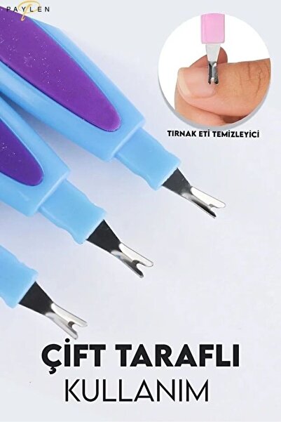 PAYLEN İki Uçlu Çift Taraflı Tırnak Eti Temizleyicili 3'lü Tırnak Törpü Seti