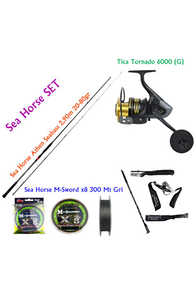 SEA HORSE Athen Seabass 2,90m 20-80gr + Tica Tornado 6000 (G) + M-Sword x8 30...