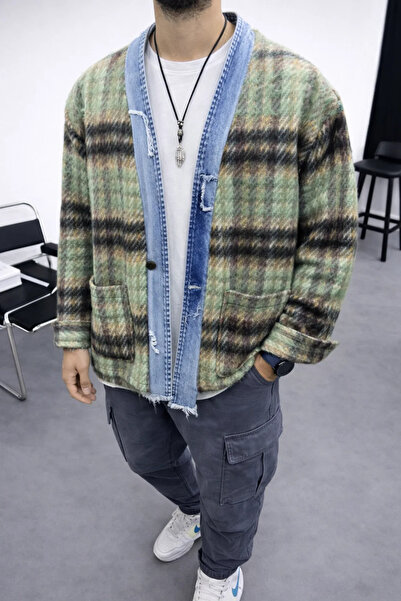 FıttingRoom Oversized Cotton Woven Patterned Single Button Shirt