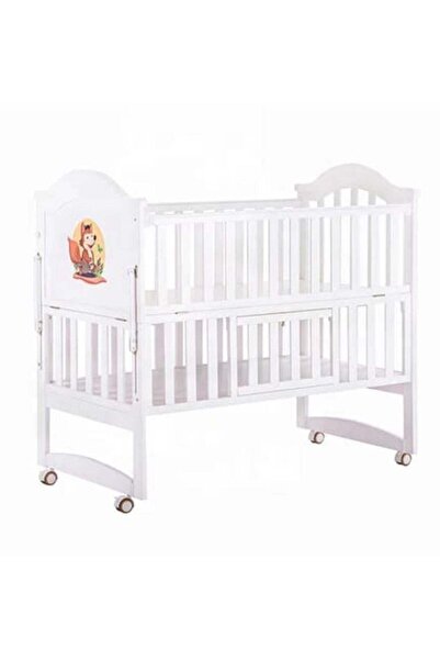 Baby Star Wooden Bed for Children - Adjustable Heights - White