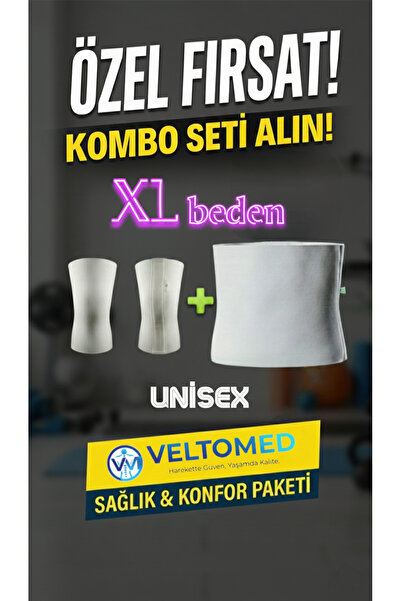 Veltomed XL beden Yün Korse ve Yün dizlik takım Sıcak Tutar Bel Ağrıları Fıtı...