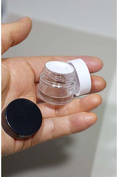 dercam BOŞ CAM KREM KAVANOZU, 10 ML, ( 2 ADET SİLİNDİR MODEL, ŞEFFAF BEYAZ KAPAKLI