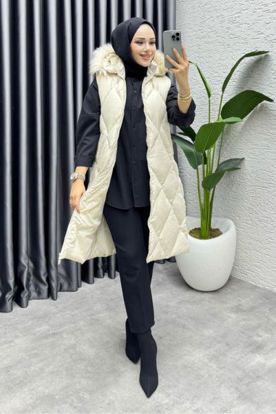 Kalemen Moda İkon Kapitone Şişme Yelek 4401 Taş