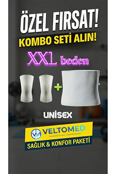 Veltomed XXL beden Yün Korse ve Yün dizlik takım Sıcak Tutar Bel Ağrıları Fıt...
