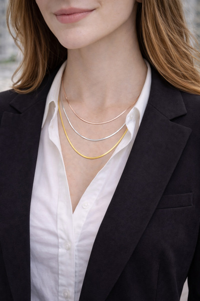 Arvital Premium Steel 3-Piece Women's Necklace Set – Gold Color, Silver Gray ...