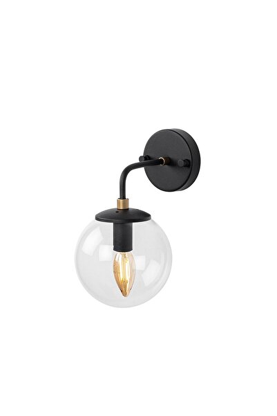 AmberLED Stylish Glass Single Sconce with Fuzz Black E14 Compatible