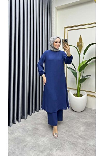 Kalemen Moda طقم ياندان شق إيروبين 1988 أزرق داكن